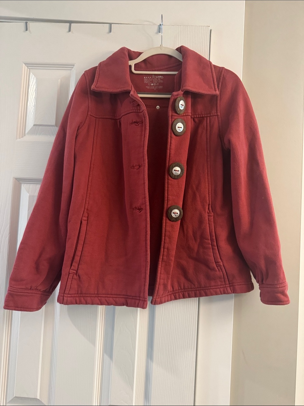 neon buddha coral-red knit jacket
